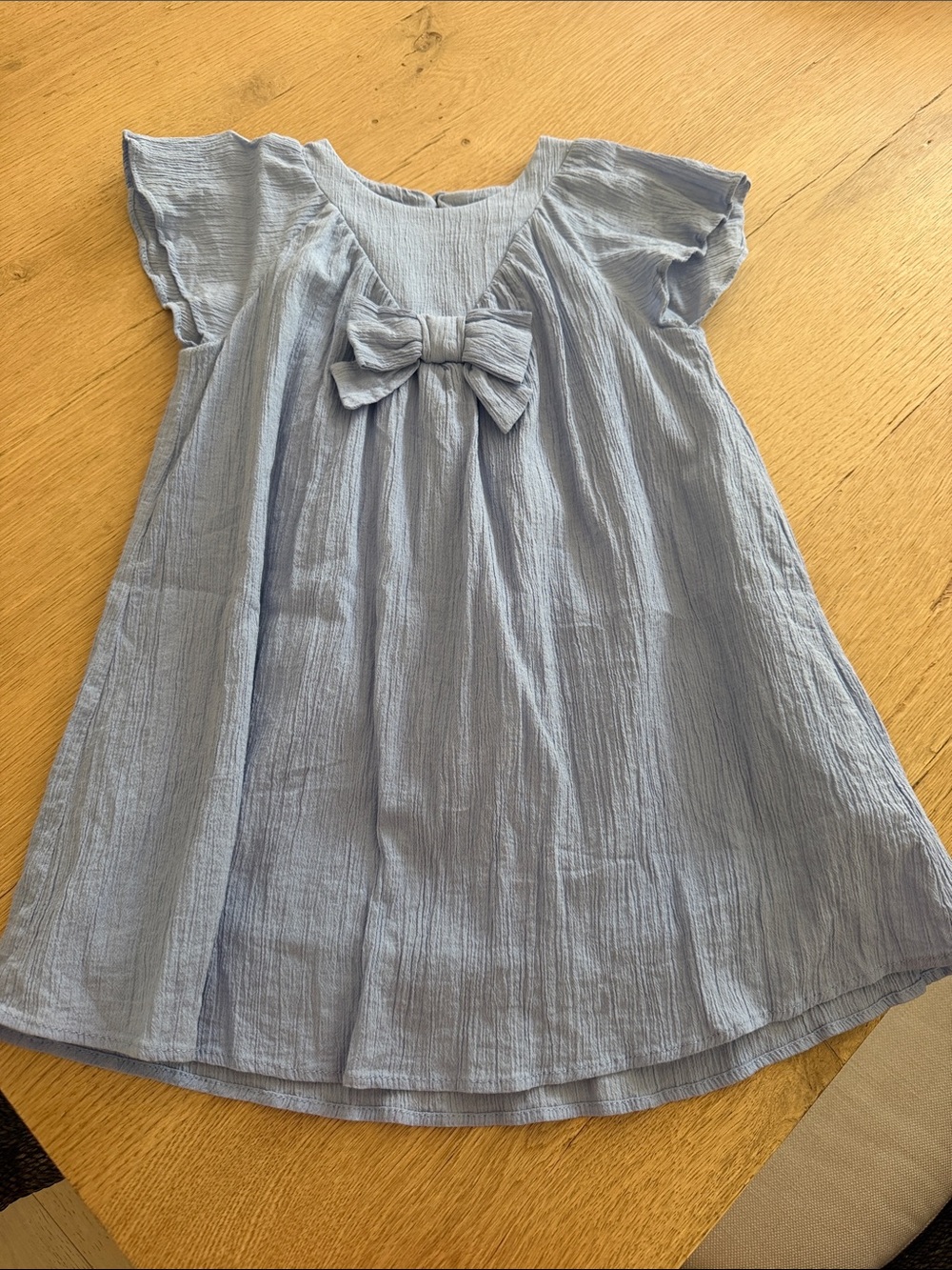 Zara Light Blue Bow-Front Casual Girls Dress